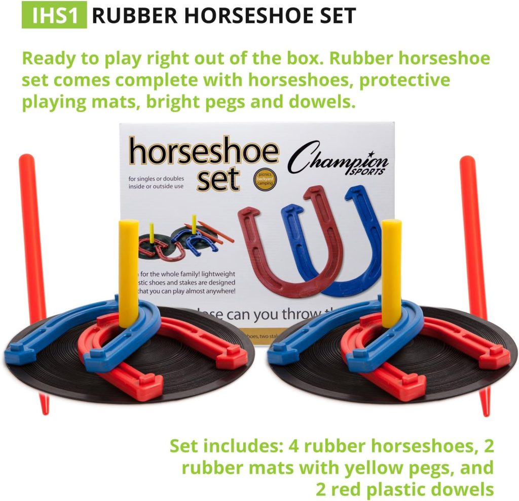 Champion Sports Indoor/Outdoor Horseshoe Set Red